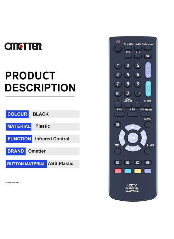 OMETTER - New GA574WJSA GA591WJSA Fit for Sharp TV Remote Control LC-26AD5E-BK LC32AD5E LC-32DH65E LC-32WD1E LC-32WT1E - Image 1
