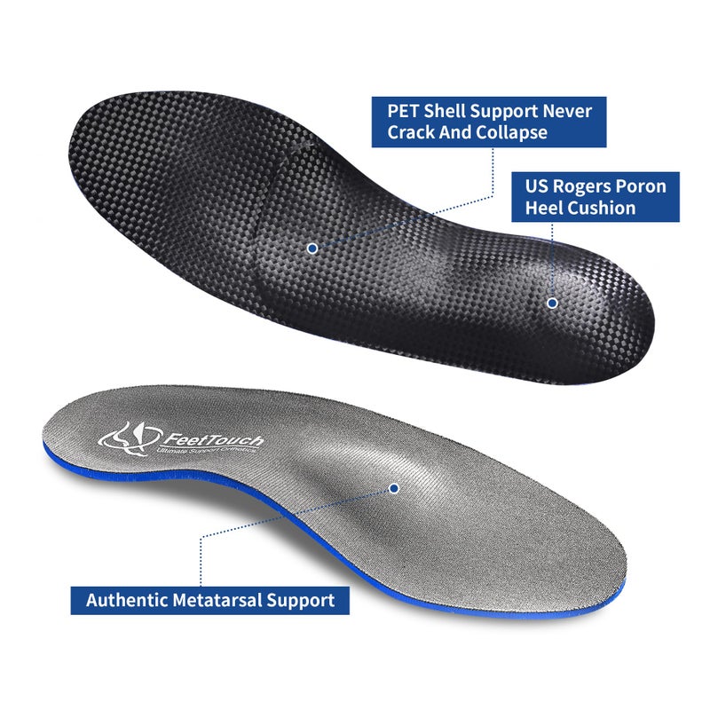 FeetTouch Strong Arch Support Orthotics for Metatarsalgia Morton's Neuroma,Ball of Foot Pain Relief Inserts Plantar Fasciitis Flat Feet with Poron Heel Cushion Grey - Image 4