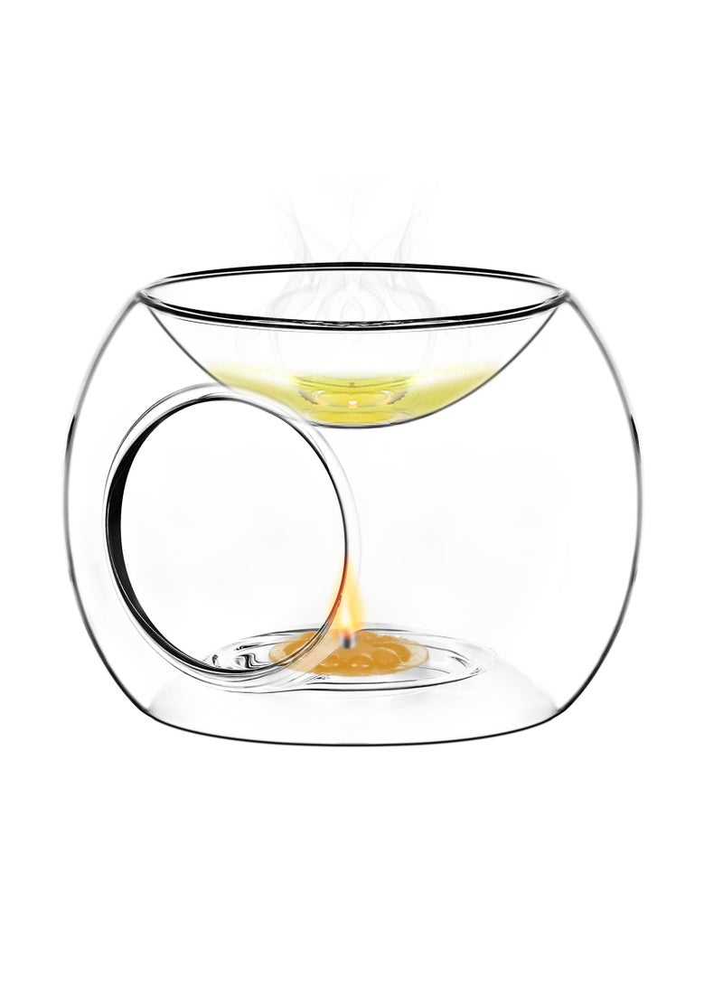 Barakah موقد زيت زجاجي، دافئ زيت أساسي للروائح، حامل شمع شفاف، مثالي لتزيين المنزل وغرفة النوم - Image 1