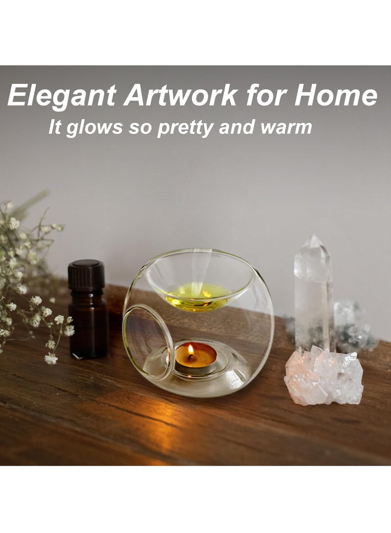 Barakah موقد زيت زجاجي، دافئ زيت أساسي للروائح، حامل شمع شفاف، مثالي لتزيين المنزل وغرفة النوم - Image 5