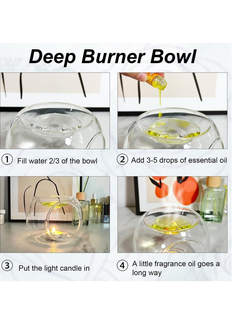 Barakah موقد زيت زجاجي، دافئ زيت أساسي للروائح، حامل شمع شفاف، مثالي لتزيين المنزل وغرفة النوم - Image 2