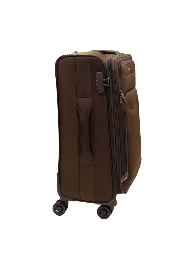 GIORDANO - GIORDANO Casablanca Series Check-In Medium Suitcase Brown, Soft Nylon Lightweight Durable Expandable 4 Wheels Luggage Trolley Bag 24" With Secure 3 Digit Number Lock. - Image 1