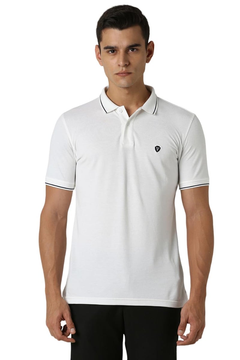 Van Heusen Men's Regular Fit Polo T-Shirt (VSKP517S011409_White L) - Image 1