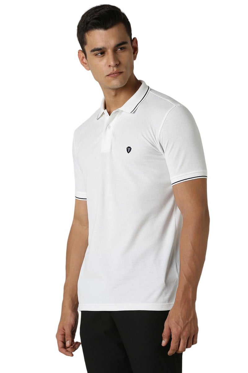 Van Heusen Men's Regular Fit Polo T-Shirt (VSKP517S011409_White L) - Image 3