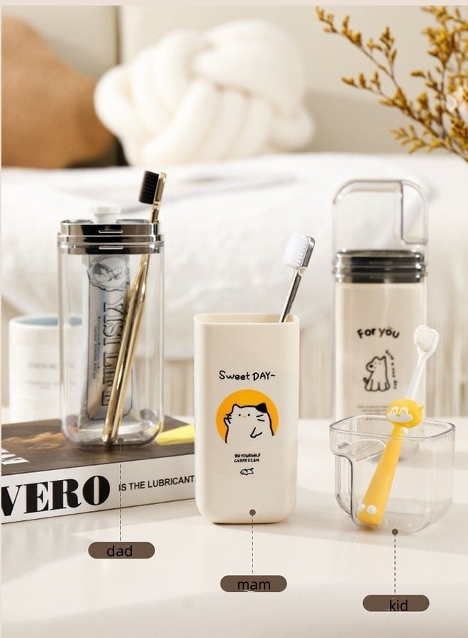 Family Toothpaste Container Toothbrush Organizers With Covers Mouthwash Cup Storage Case For Family Trip And Daily Use Travel Bathroom Essential, Dog Pattern - Image 3