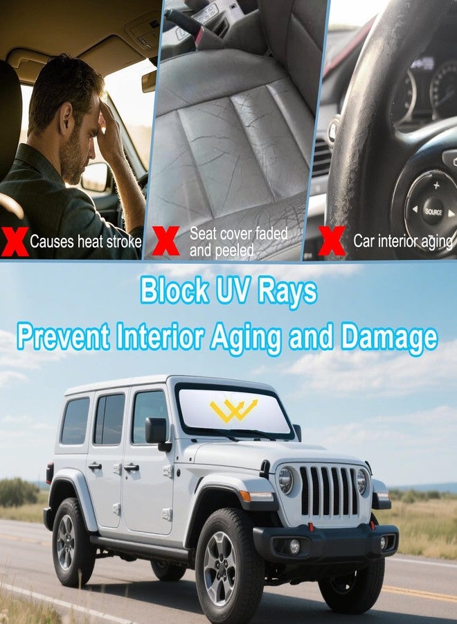 PIMCAR Car Windshield Sunshade Front Window Shade Sun Visor with Storage Pouch Compatible with 2018-2024 Wrangler JL JLU & 2020-2024 Gladiator - Image 5