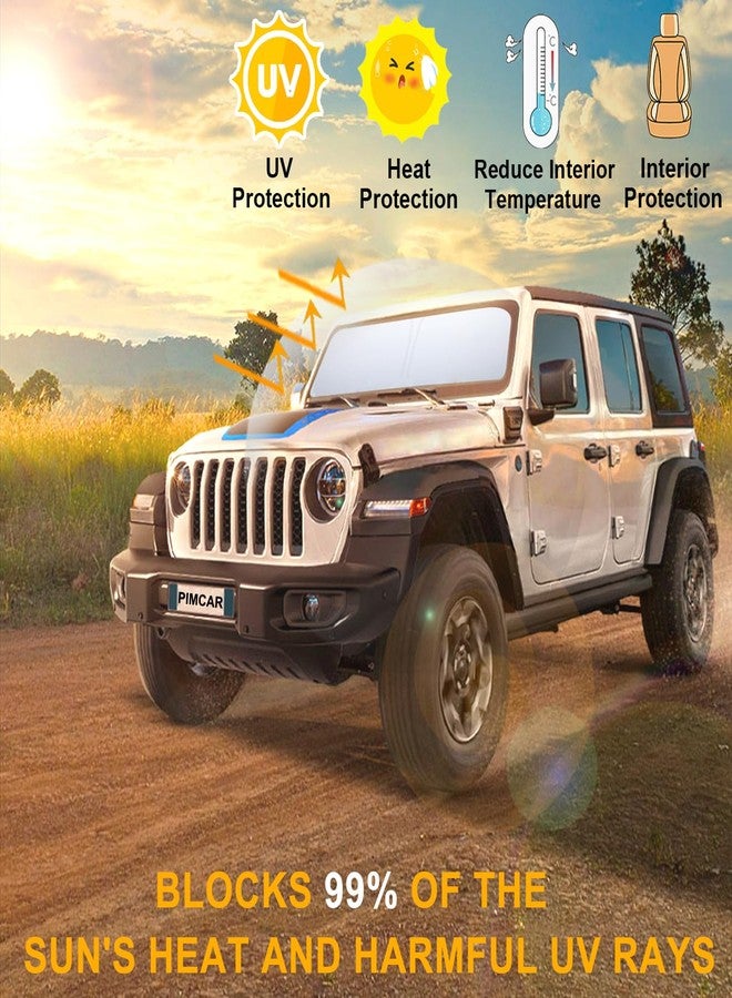 PIMCAR Car Windshield Sunshade Front Window Shade Sun Visor with Storage Pouch Compatible with 2018-2024 Wrangler JL JLU & 2020-2024 Gladiator - Image 3