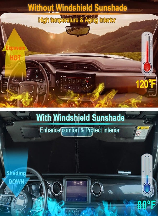 PIMCAR Car Windshield Sunshade Front Window Shade Sun Visor with Storage Pouch Compatible with 2018-2024 Wrangler JL JLU & 2020-2024 Gladiator - Image 2