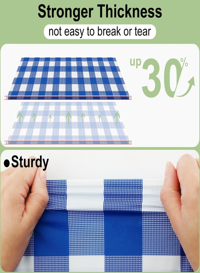 misaya 4 Packs Buffalo Disposable Table Cloth, 54 x 108 Inch Waterproof Plastic Tablecloth, Rectangle Blue and White Checkered Table Covers for Picnic, Birthday, Party - Image 2