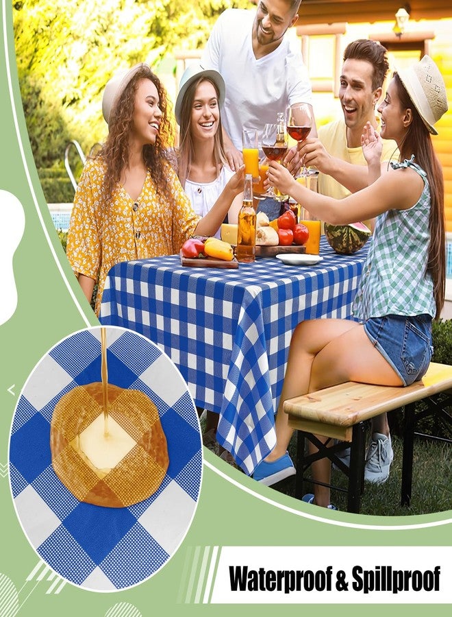misaya 4 Packs Buffalo Disposable Table Cloth, 54 x 108 Inch Waterproof Plastic Tablecloth, Rectangle Blue and White Checkered Table Covers for Picnic, Birthday, Party - Image 3