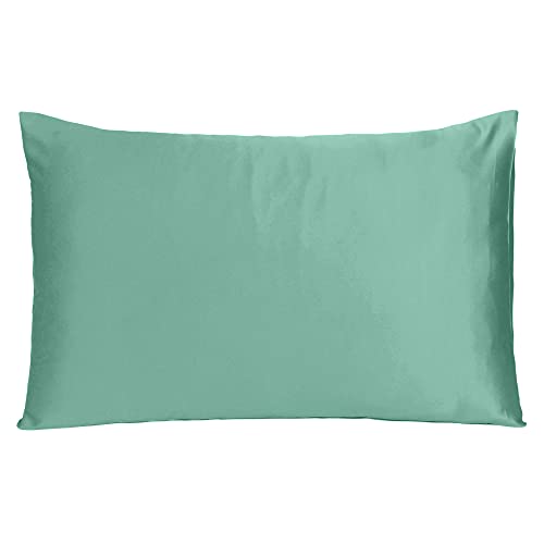 Oussum Satin Silk Pillowcase Pillow Case Covers with Envelop Closure for Hair and Skin Home Bed Decor Set of 2 Pillowcase Free 3 pcs scrunchies (Standard, Frosty Spruce) - Image 3