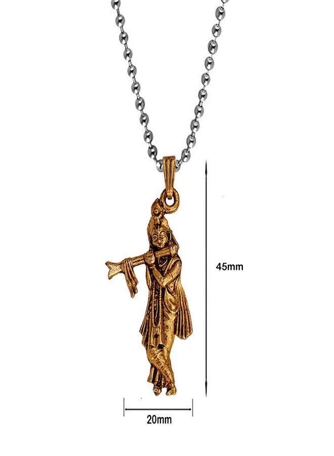 Sullery Lord Shree Krishna Vishnu Venkatesha Locket with Chain Gold Brass Religious Spiritual Jewellery Pendant Necklace Chain for Men and Boys - Image 2