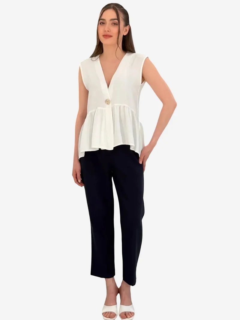 بيغ دارت BDART V-Neck Buttoned Sleeveless Blouse