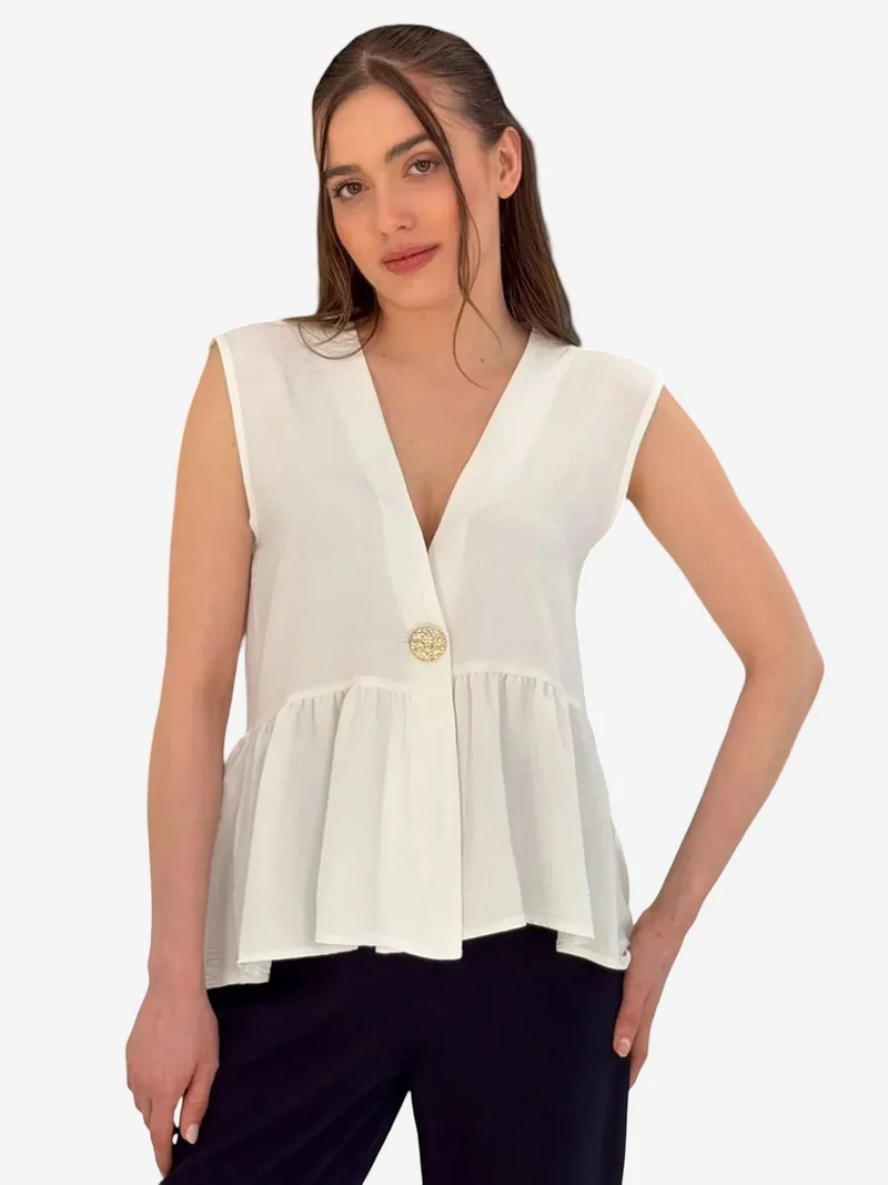 بيغ دارت BDART V-Neck Buttoned Sleeveless Blouse