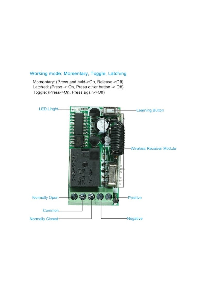 مجموعة مفاتيح التحكم عن بعد: 433MHz DC 12V - لوحة استقبال عالية التوافق مع تثبيت سهل للاستخدام بالتحكم عن بعد العام - Image 5