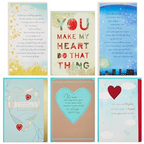 Hallmark Love Card Assortment 6 Cards with Envelopes for New Relationship Miss You Time Apart Just Because - Image 1