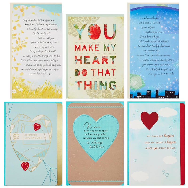 Hallmark Love Card Assortment 6 Cards with Envelopes for New Relationship Miss You Time Apart Just Because - Image 2