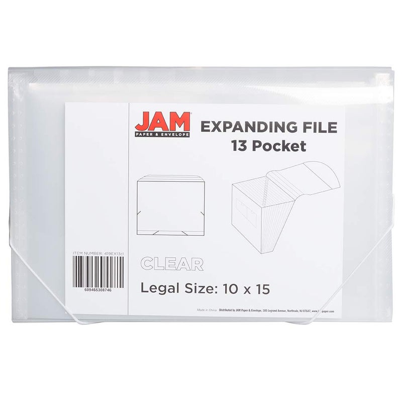 JAM PAPER Accordion Folders - 13 Pocket Plastic Expanding File - Legal Size - 10 x 15 - Clear - Sold Individually - Image 3