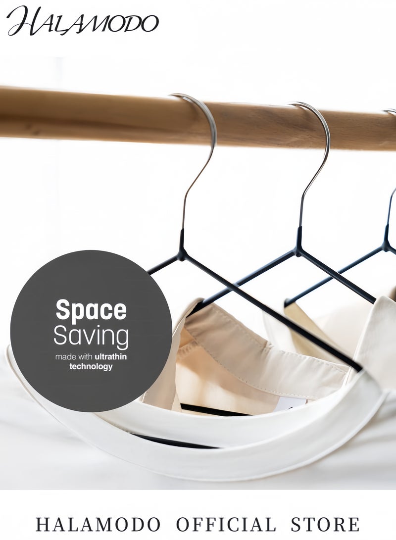 HALAMODO Metal Hangers For Shirt Coat Trousers Strong Anti Slip And Space Saving Rubber Coated 40 Cm Black Blue 40cm - Image 2