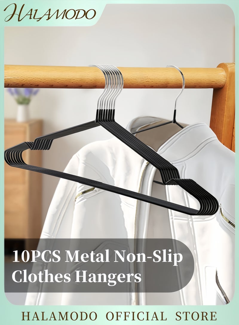 HALAMODO Metal Hangers For Shirt Coat Trousers Strong Anti Slip And Space Saving Rubber Coated 40 Cm Black Blue 40cm - Image 1