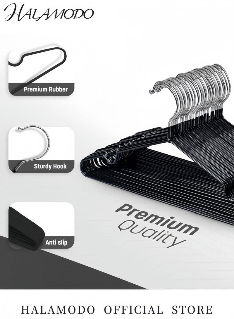 HALAMODO Metal Hangers For Shirt Coat Trousers Strong Anti Slip And Space Saving Rubber Coated 40 Cm Black Blue 40cm - Image 3