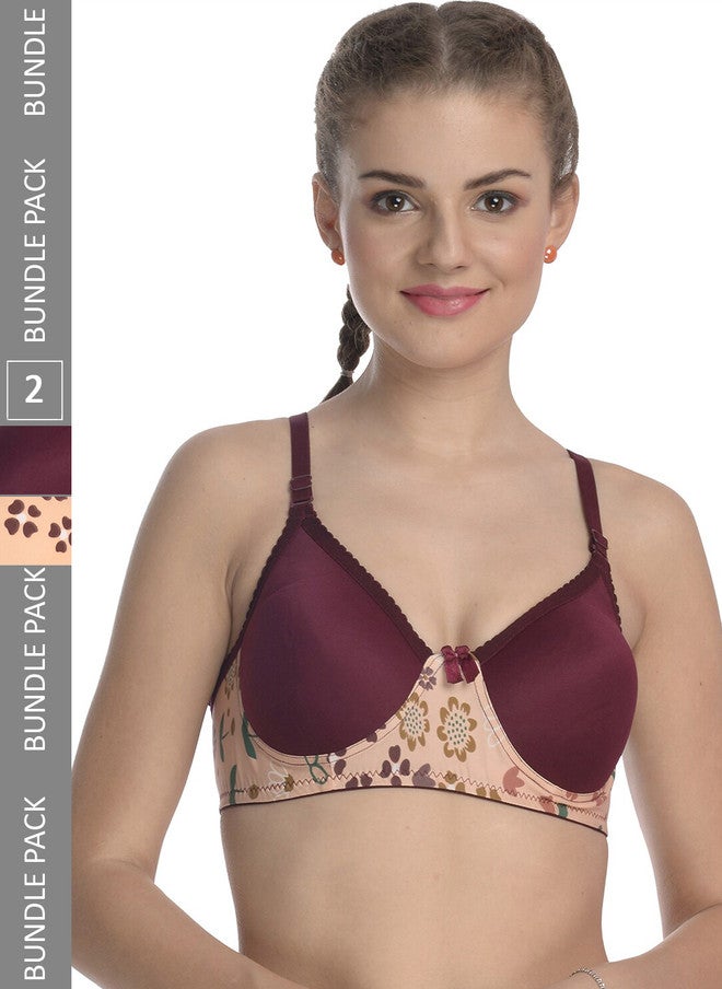 FIMS Pack Of 2 Women Stretchable Cotton Padded Everyday Bra - Image 1