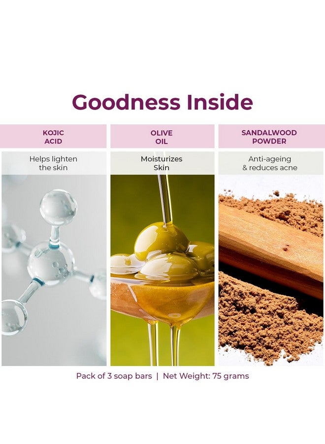 HealthVit Kozicare Kojic Acid Soap & Glutathione Soap | Sandal Soap | Body Tan Removal Soap & Detan Soap | Sandalwood Ghar Ka Soap | Natural Soap | Soaps For Bath | Bath Soap Combo Offers - Pack Of 9 - Image 3