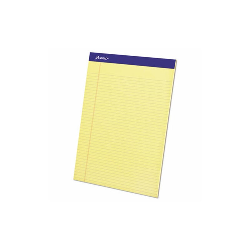 Ampad 20222 Perforated Writing Pad, 8 1/2 x 11 3/4, Canary, 50 Sheets (Pack of 12) - Image 1