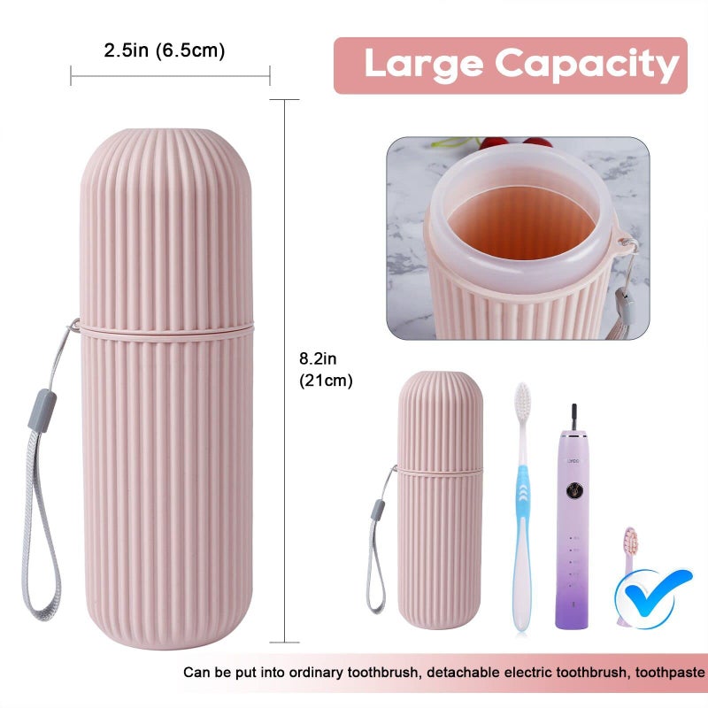 UCEC Toothbrush Travel Case, 8.2 Inch Longer Holder, Portable for Traveling Camping Business Trip School Bathroom, 2 Pack (Blue, Pink) - Image 4