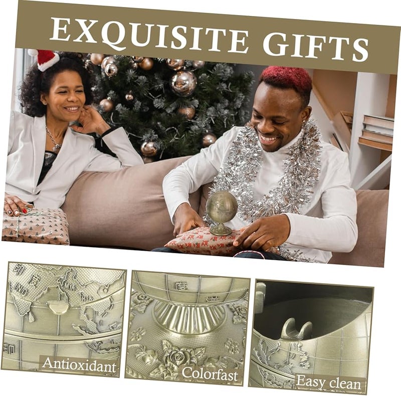 Vintage Globe Ashtray with Lid Windproof Antique Style Desktop Decoration - Image 5