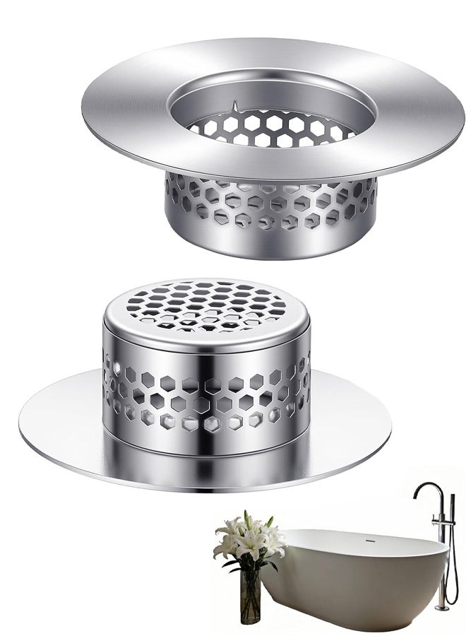 2 Pack Stainless Steel Bathroom Sink Drain Strainer, Hair Catcher Filter for Bathtub RV & Utility Sinks - Image 1