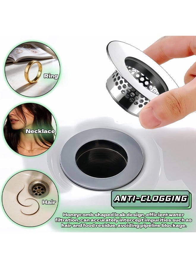 2 Pack Stainless Steel Bathroom Sink Drain Strainer, Hair Catcher Filter for Bathtub RV & Utility Sinks - Image 3