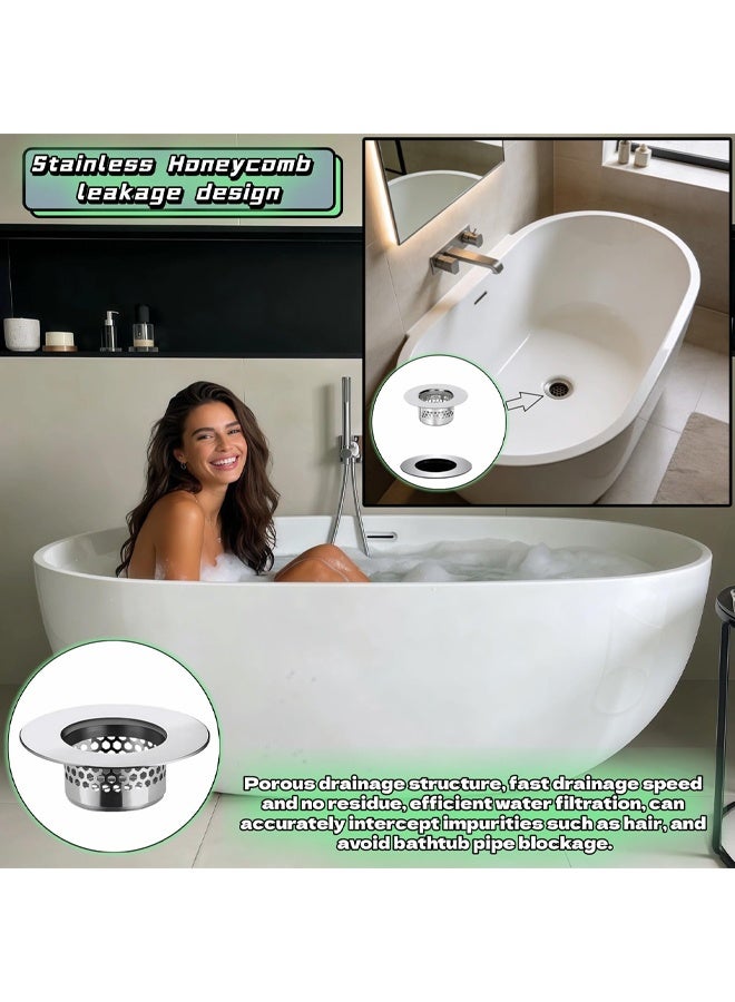 2 Pack Stainless Steel Bathroom Sink Drain Strainer, Hair Catcher Filter for Bathtub RV & Utility Sinks - Image 4
