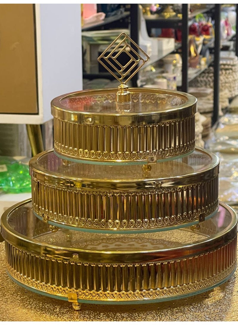 طقم بونبونيراه 3 قطع بقاسات مختلفة لتقديم الشكولاتات والبمبوني والحلويات - Image 1