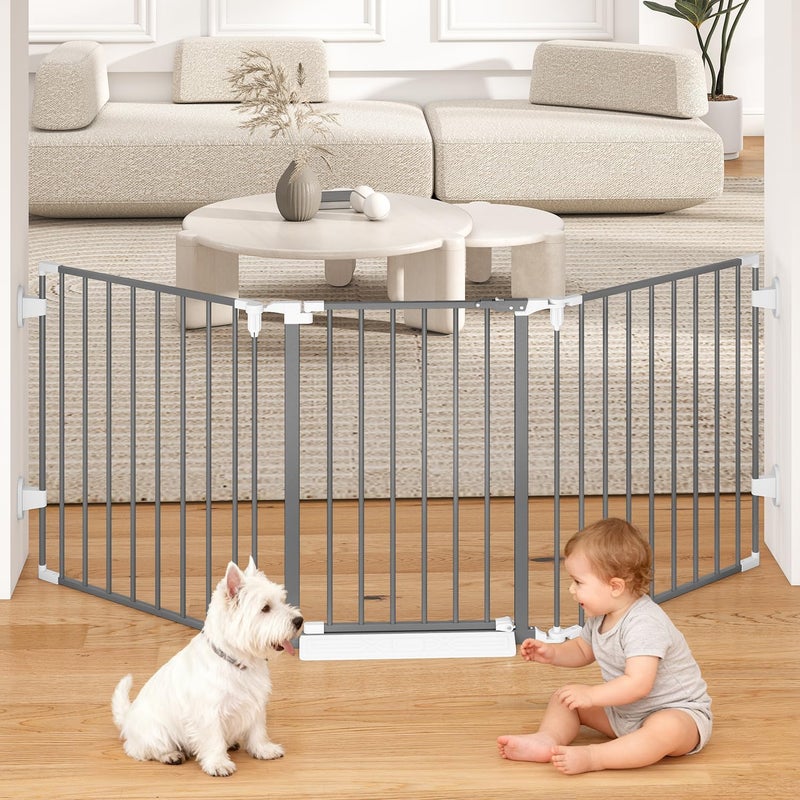 Cideny 78" Extra Wide Baby Gate, Dog Gates Indoor for Doorways Stairs, Essential Safety Gate for Child, Hardware Mounted Adjustable Pet Gate with Anti-Trip Pedal, 28'' Tall 3 Metal Panels Grey - Image 1