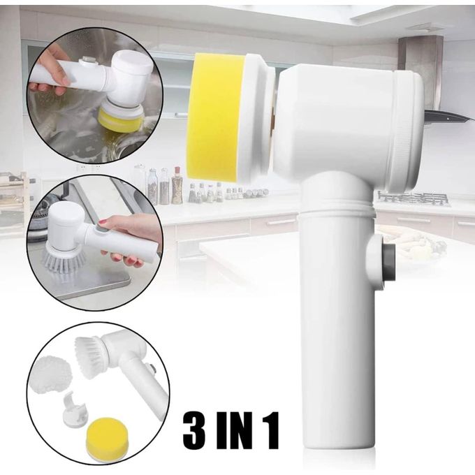 Electric rotating cleaning brush with 3 heads; rechargeable brush for cleaning bathrooms, walls, bathtubs, toilets, windows, and kitchens. - Image 2