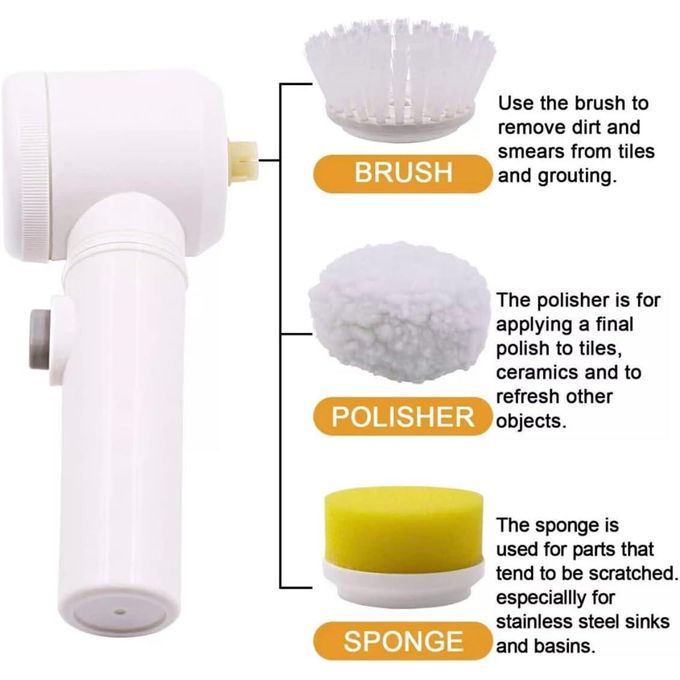 Electric rotating cleaning brush with 3 heads; rechargeable brush for cleaning bathrooms, walls, bathtubs, toilets, windows, and kitchens. - Image 4