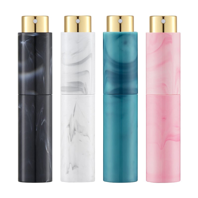 Tekson زجاجة عطر بخاخ 10 مل للسفر 4 قطع حاويات كولونيا قابلة لإعادة التعبئة زجاجة فارغة لرذاذ بحجم صغير أسود وردي أبيض أزرق رخام - Image 3