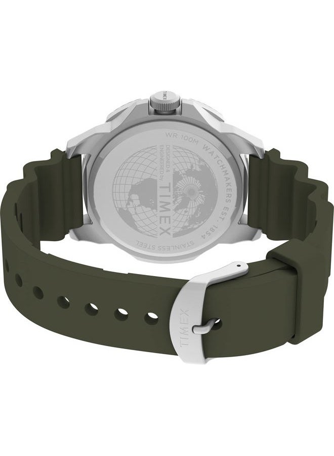 TIMEX ساعة رجال إكسبيديشن نورث ريدج 41 مم - قرص أخضر علبة فضية حزام أخضر - Image 2