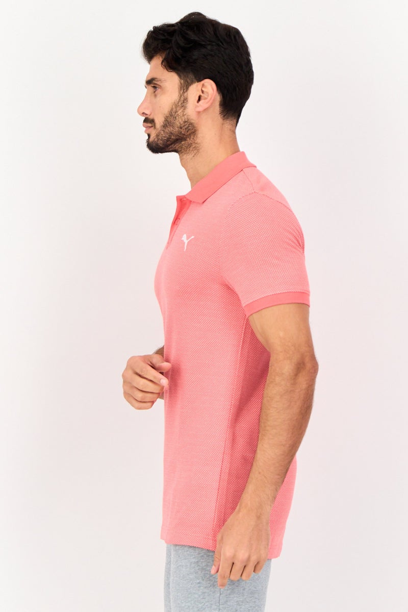 PUMA قميص بولو قصير الأكمام للرجال بتصميم نحيف، وردي - Image 4