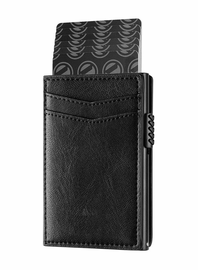 Card Holder Wallet with Coin Pocket Magnetic Closure Pop Up Cards Slim Leather RFID Protection to 11 Case - Image 1