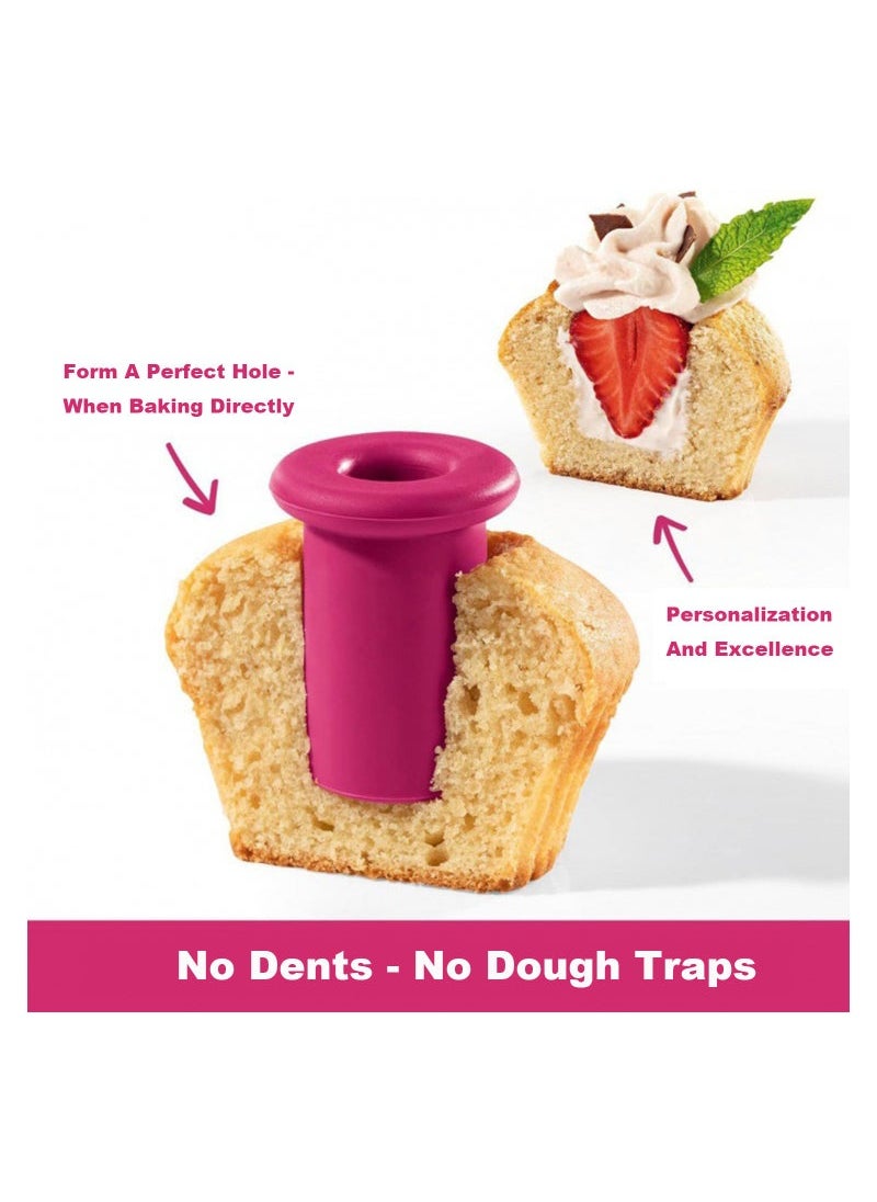 Captaintech Cupcake Plunger Cutter, Silicone Cylindrical Cookie Cutters, Cake Digging Holes Tool, Hollowing and Filling Cream Device for Home Kitchen Baking  - Image 4