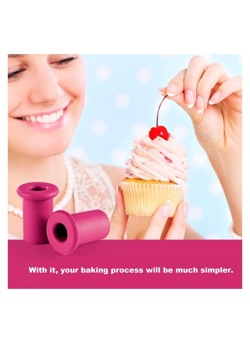 Captaintech Cupcake Plunger Cutter, Silicone Cylindrical Cookie Cutters, Cake Digging Holes Tool, Hollowing and Filling Cream Device for Home Kitchen Baking  - Image 2