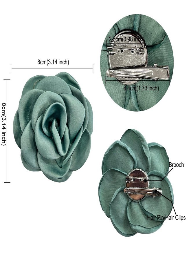 Sanrich Women's Brooches 4pcs Rose Flower Hair Clip Mexican Hair Flowers Clips Hairpin Brooch Tea Party Hats Headpieces (aqua blue) - Image 5