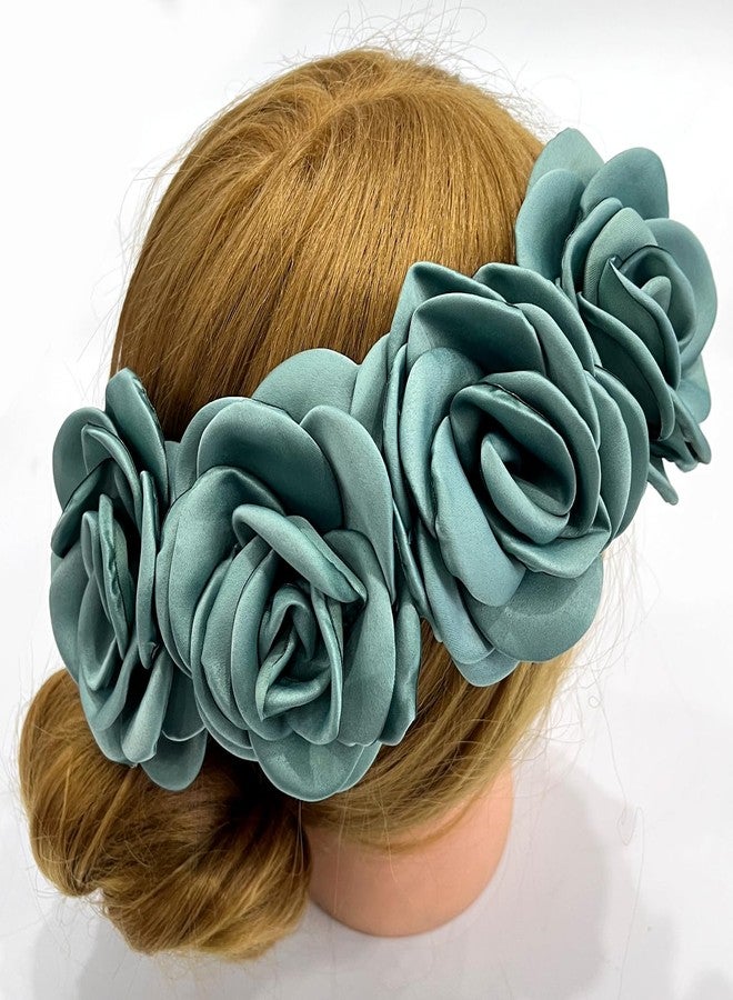 Sanrich Women's Brooches 4pcs Rose Flower Hair Clip Mexican Hair Flowers Clips Hairpin Brooch Tea Party Hats Headpieces (aqua blue) - Image 3