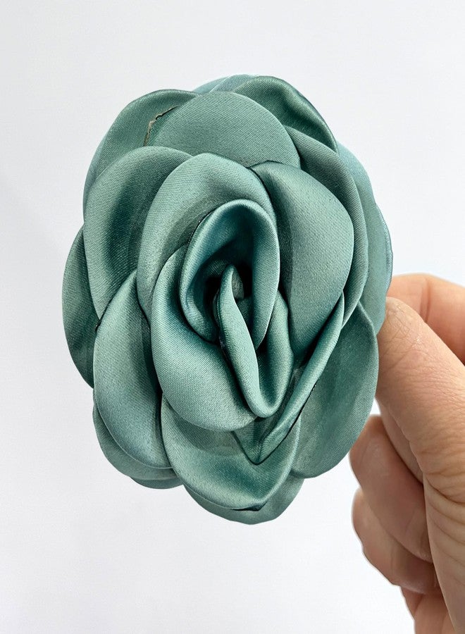 Sanrich Women's Brooches 4pcs Rose Flower Hair Clip Mexican Hair Flowers Clips Hairpin Brooch Tea Party Hats Headpieces (aqua blue) - Image 4