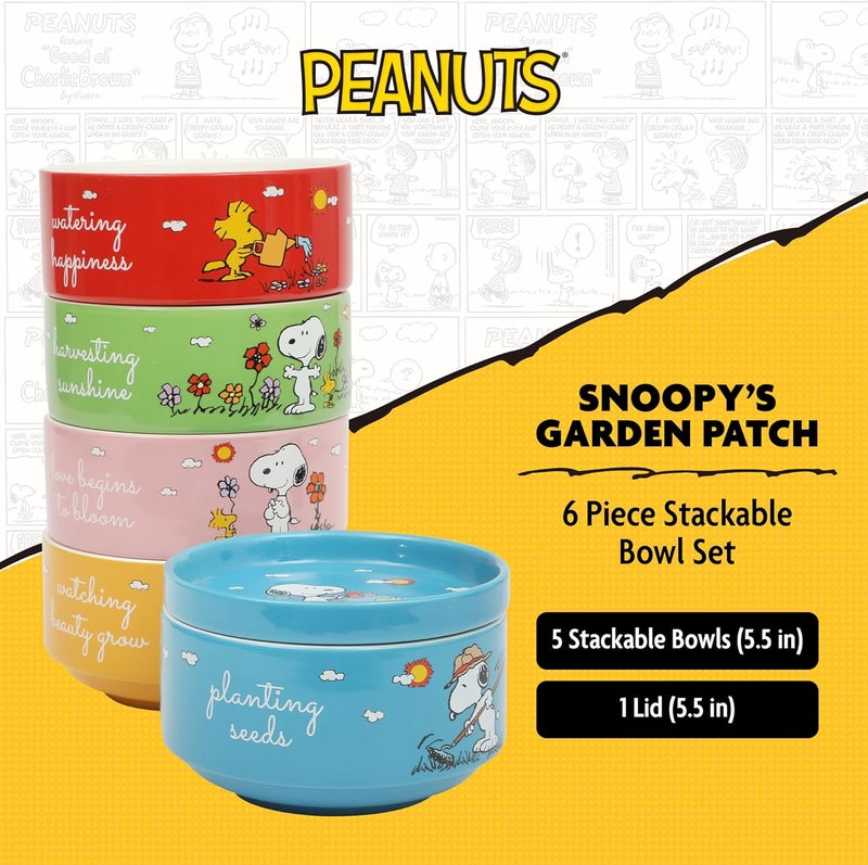 Peanuts طقم أطباق ستوكابل من 6 قطع مزينة من الفول السوداني سنوبي 55 مع طبق - Image 2