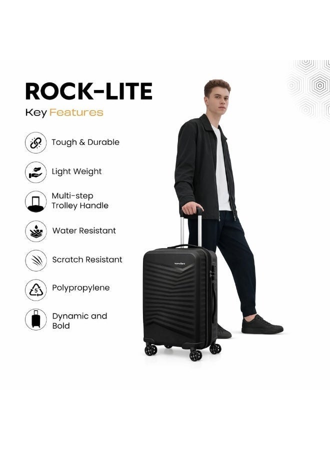 Kamiliant by American Tourister Rock-Lite Small 55 cm Cabin Hard Sided Trolley Bag with 3-Digit Combination Lock, Black - Image 2
