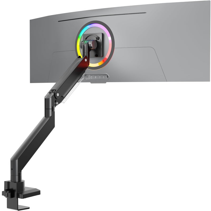 ONKRON Heavy Duty Monitor Arm for 17-57 Inch Screens up to 59.4 lbs, Ultrawide Screen Mount with Adjustable Gas Spring, VESA 75x75-200x200, Single Arm Monitor Mount for Desk, Clamp & Grommet Black - Image 1