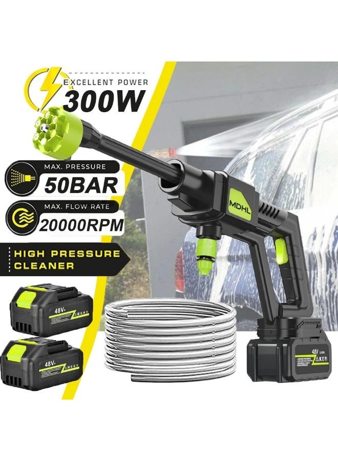 MDHL Cordless Pressure Washer Gun- with 2 Batteries, 300W Handheld Portable High Power Washer with 6-in-1 Nozzle, Hand Held Pressure Washer, Electric Power Cleaner for Car, Garden, Home - Image 1